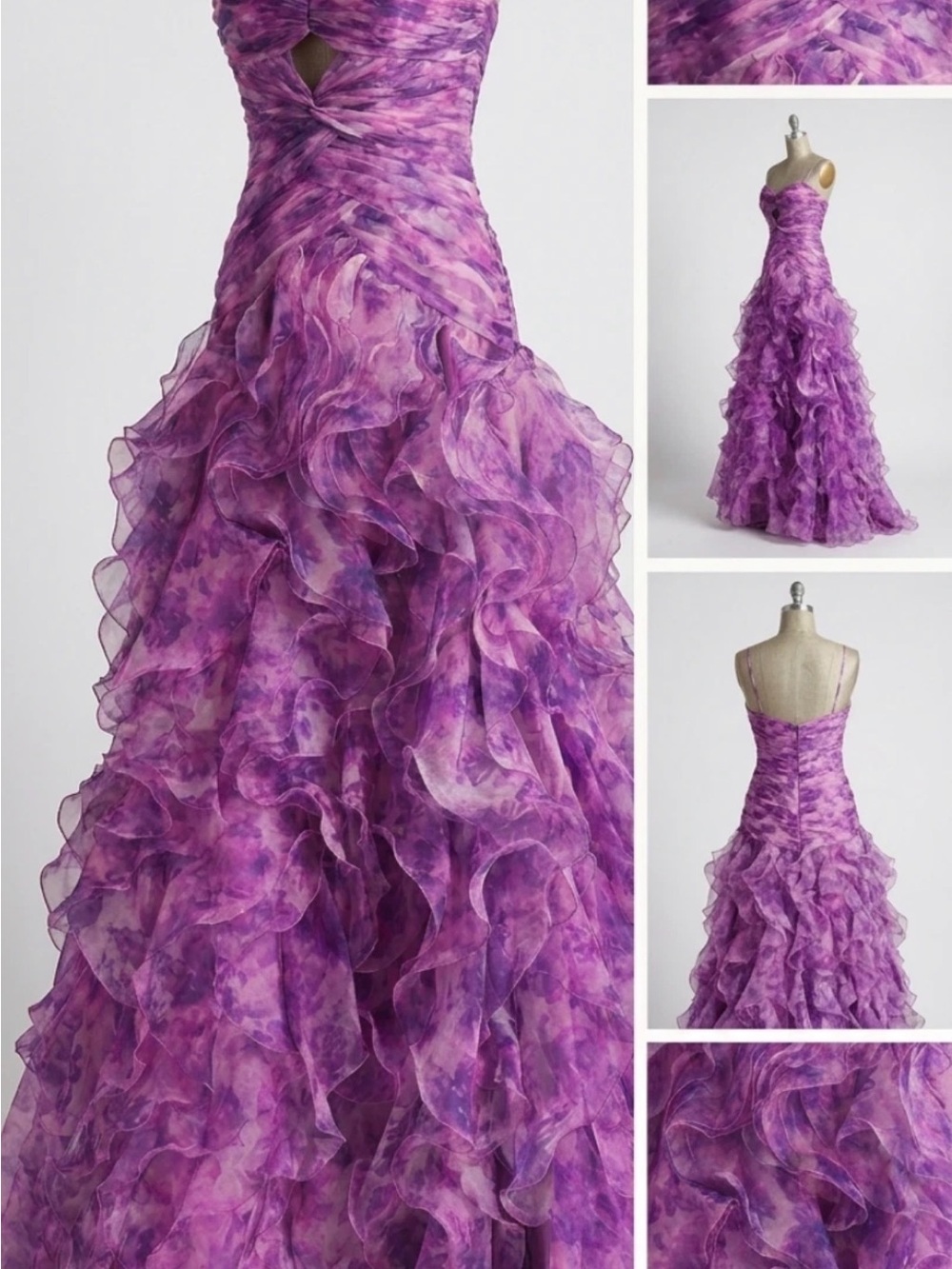 Jovani Purple Ruffled Organza Cocktail Dress